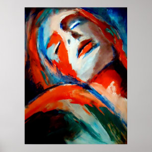 Pôster Retrato abstrato de uma pintura da mulher - a arte