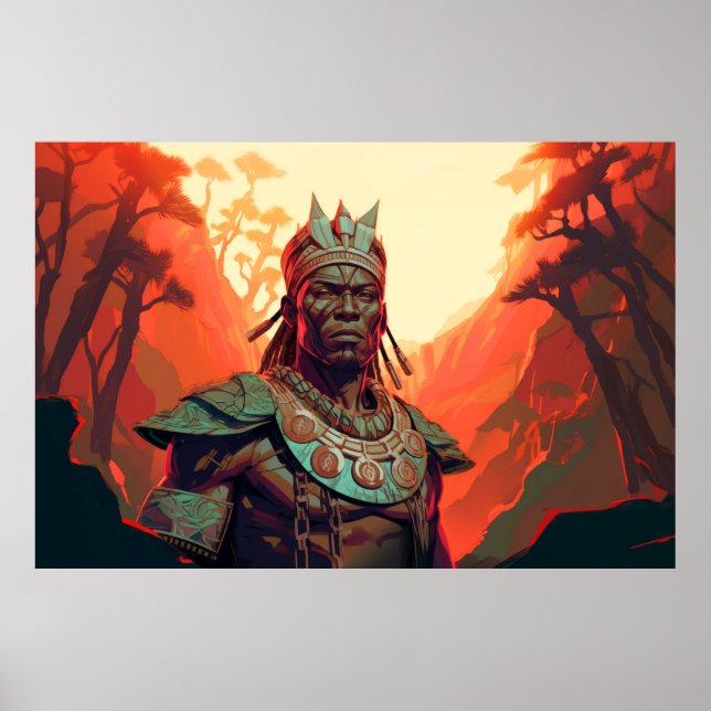 Poster Retrato Africano do Caracter Warrior (Frente)