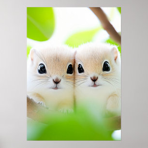 Poster Retrato Amoroso de Esquilo Animal Selvagem