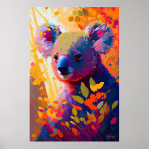 Poster Retrato Animal Koala Pintando A Vida Selvagem No E