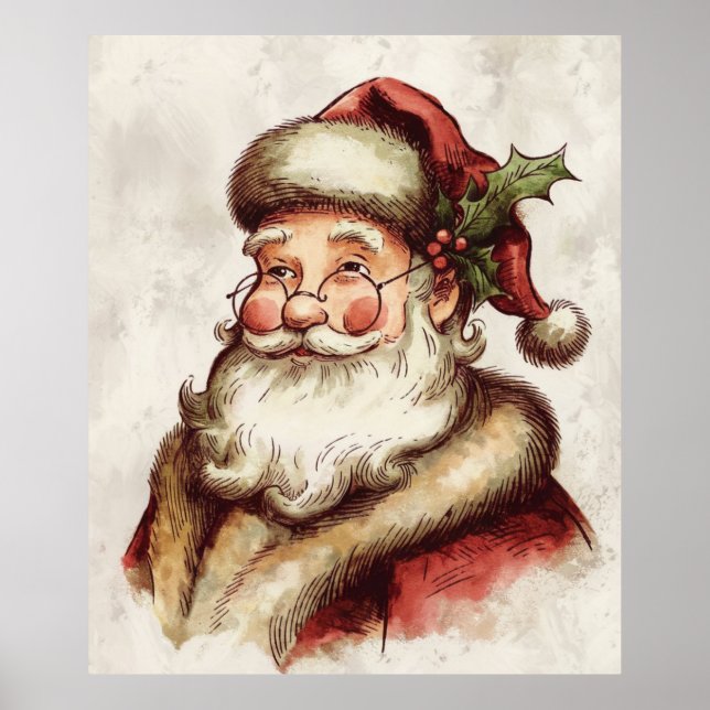 Poster Retrato Antigo de Papai Noel (Frente)