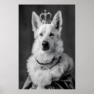 Poster Retrato Aristocrático de Pastor Alemão, Engraçado
