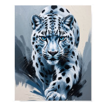 Retrato Artístico Abstrato do Leopardo da Neve