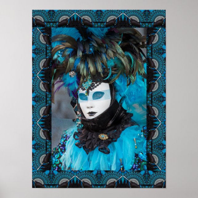 Poster Retrato Artístico de Fantasia de Carnaval, Veneza (Frente)