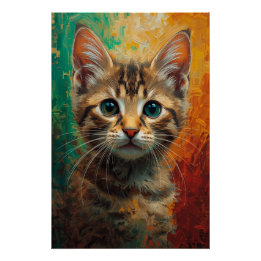 Pôster Retrato Artístico De Kitten - Pintura A Óleo Vibra