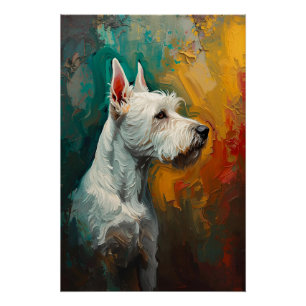 Pôster Retrato Artístico de Terrier em Pintura a Óleo Vib