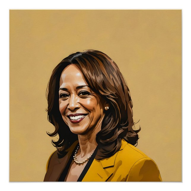 Pôster Retrato Artístico Kamala Harris, Versão Brown (Frente)