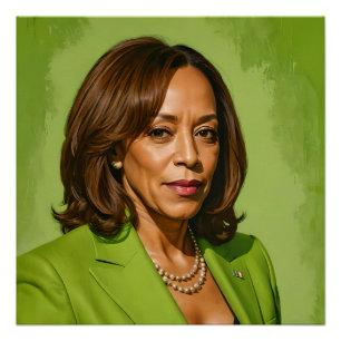 Pôster Retrato Artístico Kamala Harris, Versão Verde