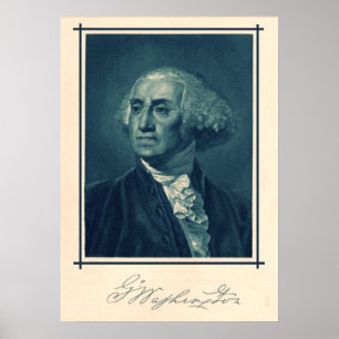 Pôster Retrato & assinatura de George Washington