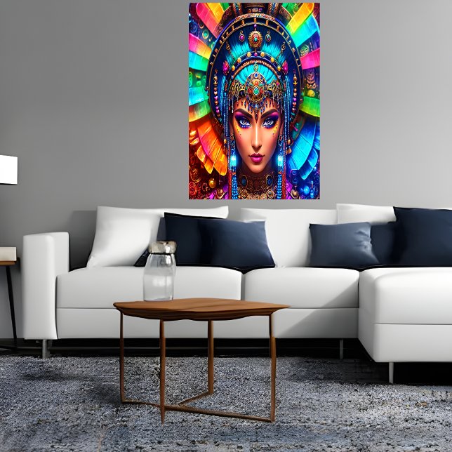 Poster Retrato: Aztec Deusa Mictēcacihuātl | Arte AI (Criador carregado)