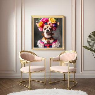 Pôster Retrato Chihuahua Frida Kalo