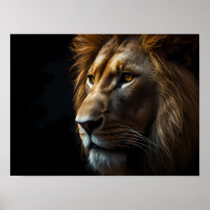 Poster Retrato Cinematográfico do Leão Majestoso Arte de