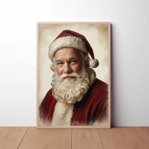 Poster Retrato clássico do Pai Natal com Sorriso Gentil