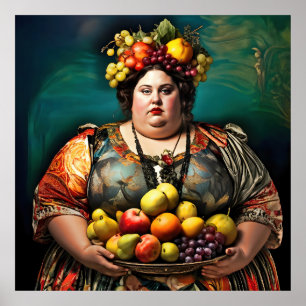 Poster Retrato Colorido da "Deusa da Indulgência Excessiv