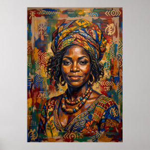 Poster Retrato Colorido de Arte Africana