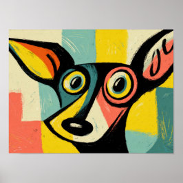 Poster Retrato Colorido de Cachorro em Pop Art