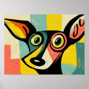 Poster Retrato Colorido de Cachorro em Pop Art