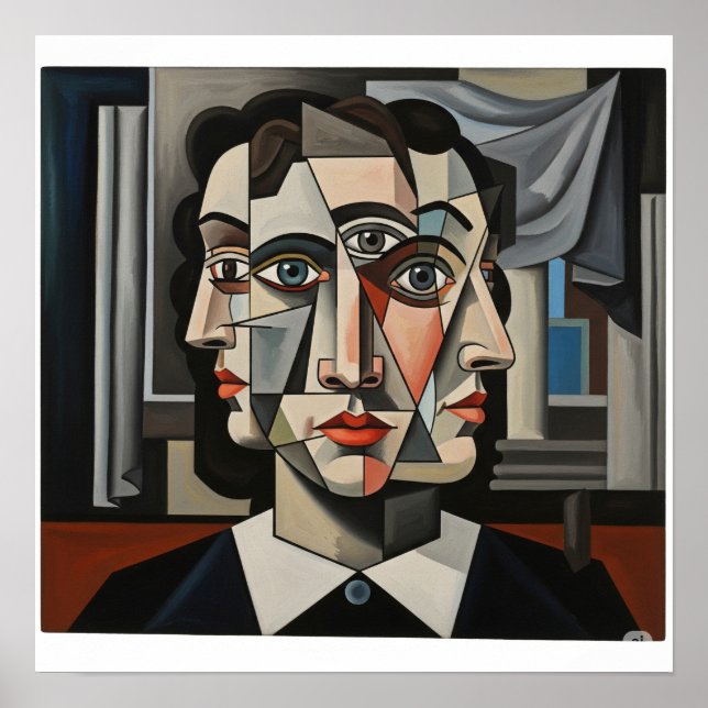 Poster Retrato Cubista (Frente)
