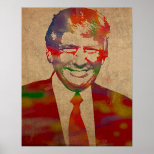 Pôster Retrato da aguarela de Donald Trump