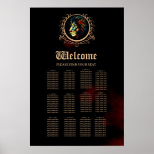 Poster Retrato da cabeça de leão estilizado em Mandala