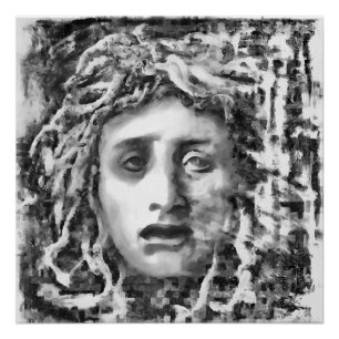 Pôster Retrato Da Deusa Antiga Medusa Em Cinzas