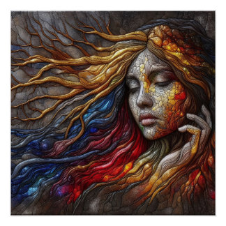 Pôster Retrato da face feminina Arte relevo