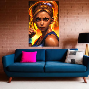 Poster Retrato da jovem lutadora   Arte AI