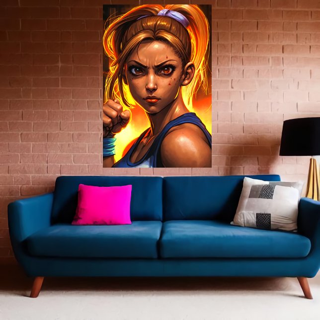 Poster Retrato da jovem lutadora | Arte AI (Criador carregado)