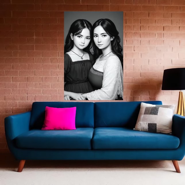 Poster Retrato da mãe e da filha | Arte AI (Criador carregado)