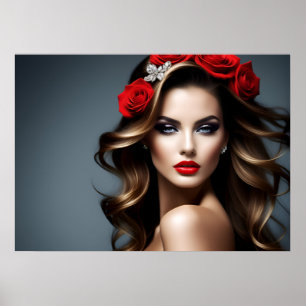 Poster Retrato da moda da arte feminina
