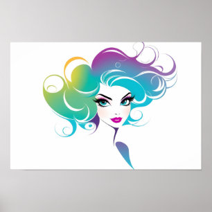 Poster Retrato da moda da arte feminina