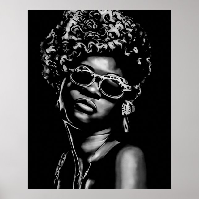 Poster Retrato da Mulher Afro Beauty (AI+Humana) (Frente)