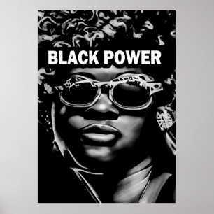 Poster Retrato da Mulher Afro-Bela de Energia Negra (AI+H
