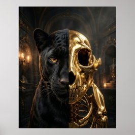 Poster Retrato da Pantera da Caveira Dourada