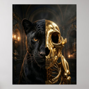 Poster Retrato da Pantera da Caveira Dourada