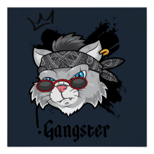 Pôster Retrato da Rua Gangster Cat