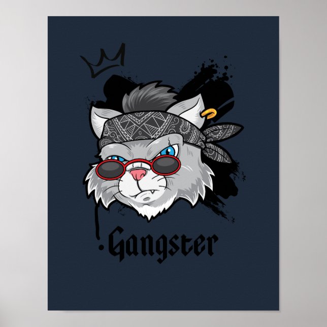 Poster Retrato da Rua Gangster Cat (Frente)