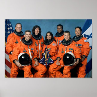 Pôster Retrato da Tripulação Columbia do Shuttle Espacial