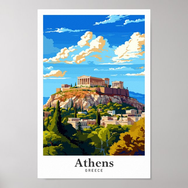 Poster Retrato da Viagens vintage de Atenas (Frente)