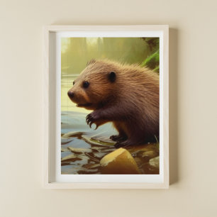 Poster Retrato da Vida Selvagem do Beaver