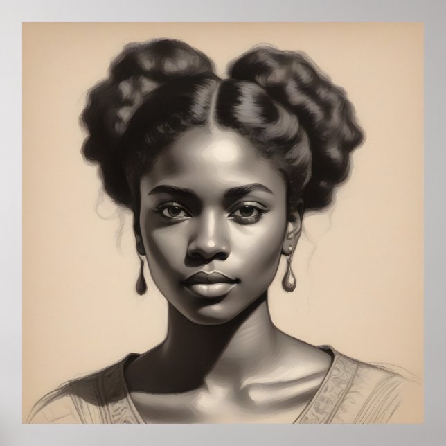 Poster Retrato da Vintage Black Woman (Frente)