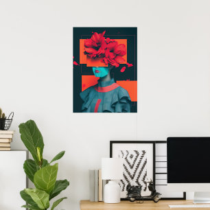 Poster Retrato de abstrato moderna com flores