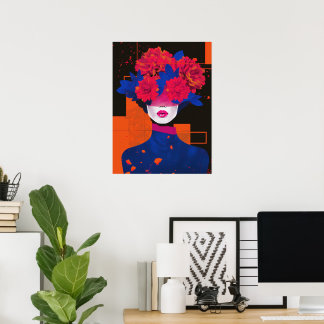 Poster Retrato de abstrato moderna com flores