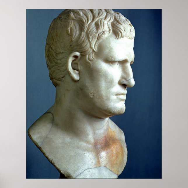 Poster Retrato de Agripa (63-12 BC) Roman (mármore) (Frente)