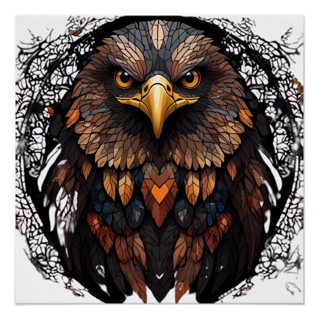 Pôster Retrato de Águia Mosaica (Frente)