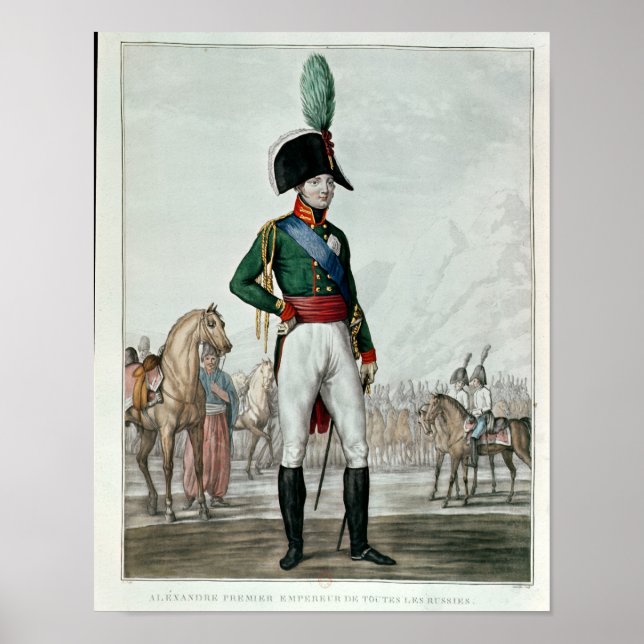 Pôster Retrato de Alexandre I Pavlovich com o seu Exércit (Frente)