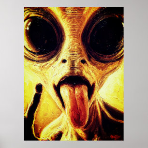 Poster Retrato de Alien Jovial em Tinta a Óleo