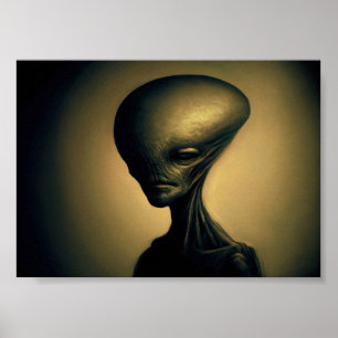 Poster Retrato de Alienígena desenhado à mão
