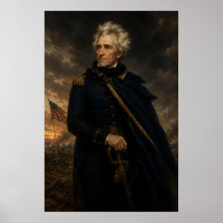 Poster Retrato de Andrew Jackson no Campo de Batalha