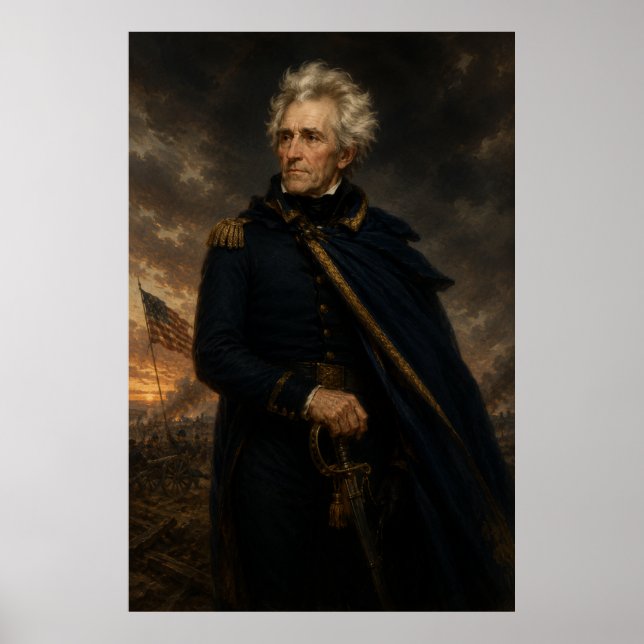 Poster Retrato de Andrew Jackson no Campo de Batalha  (Frente)